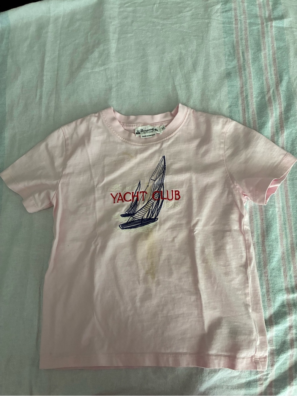 Bonpoint Pale Pink Yacht Club Embroidered Tee
